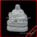 White Stone Carved Large Laughing Buddha Garden Statues For Sale